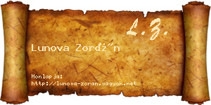 Lunova Zorán névjegykártya